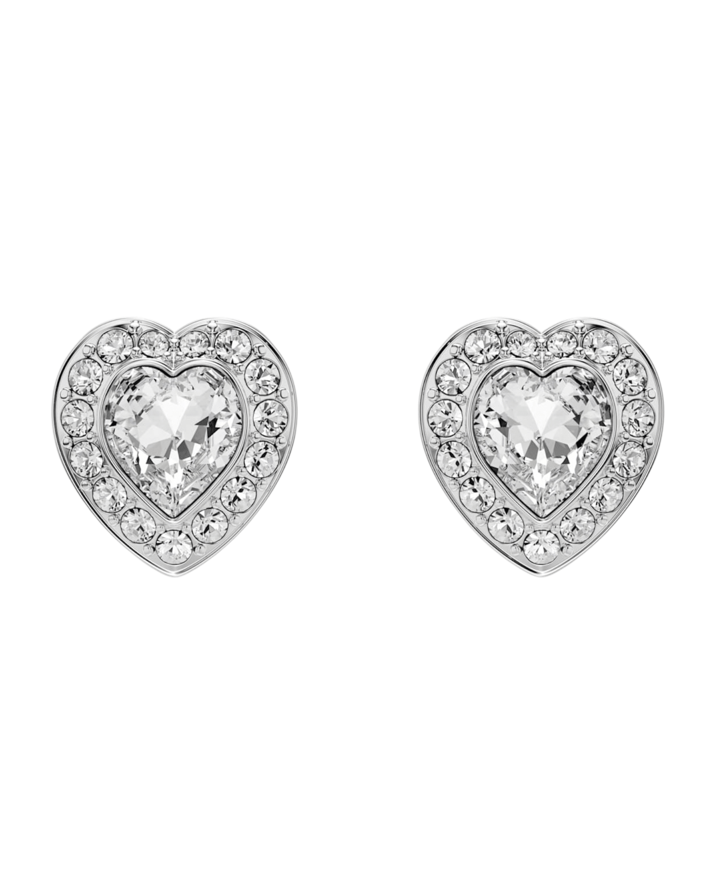Aros Corazón Ariana Grande Swarovski plateados brillante