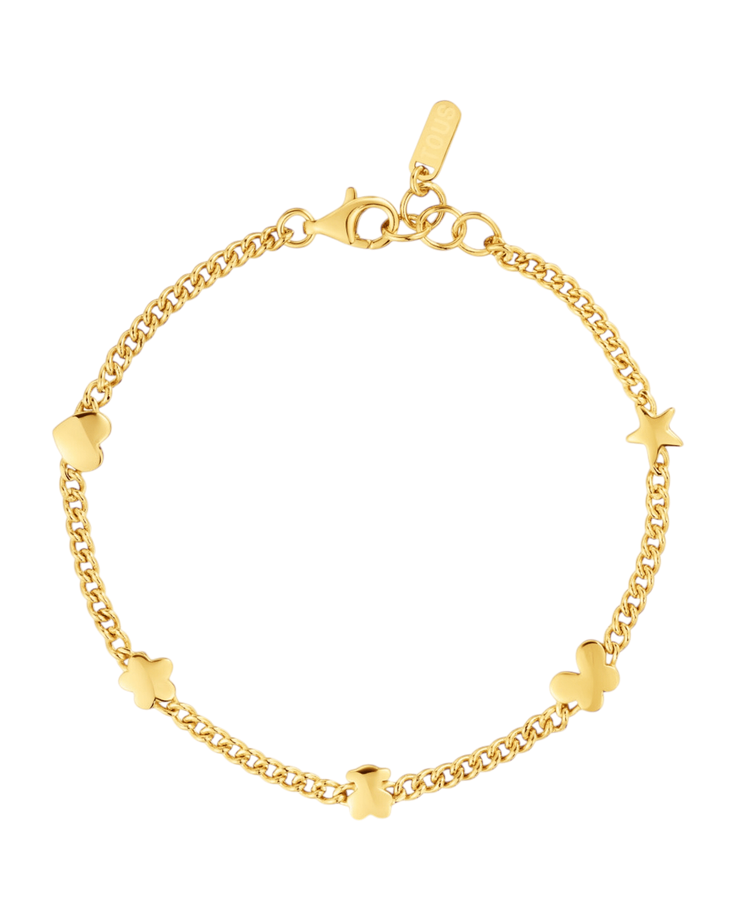 Brazalete Motivos Tous dorado con charms corazón y estrella