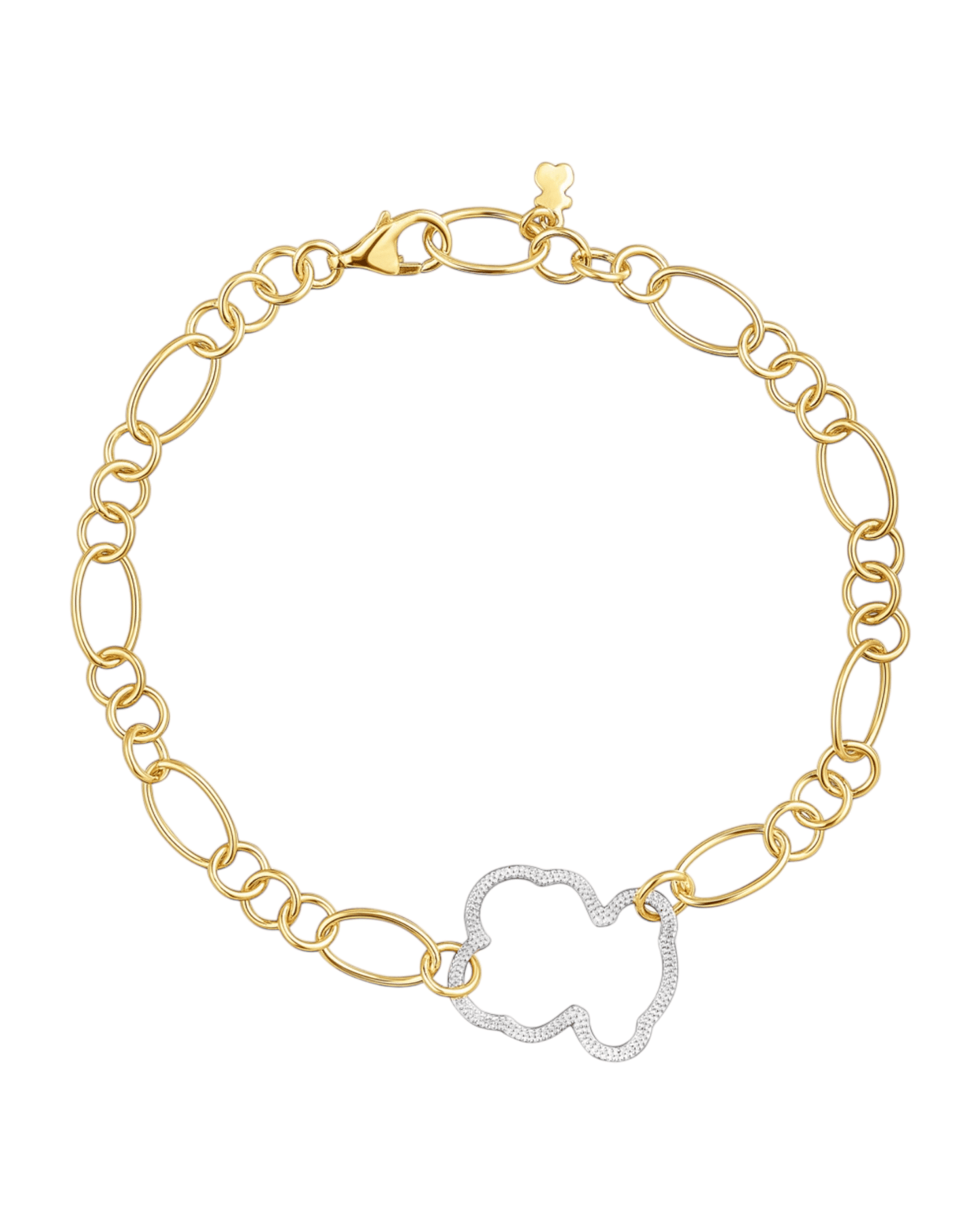 Brazalete New Silueta Tous bicolor con oso en circonitas