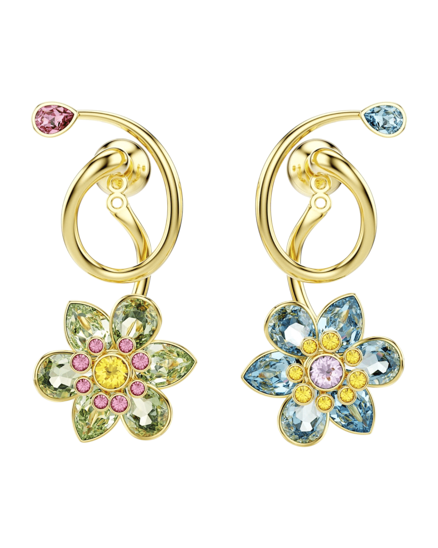 Aros Flor Idyllia Swarovski color dorado