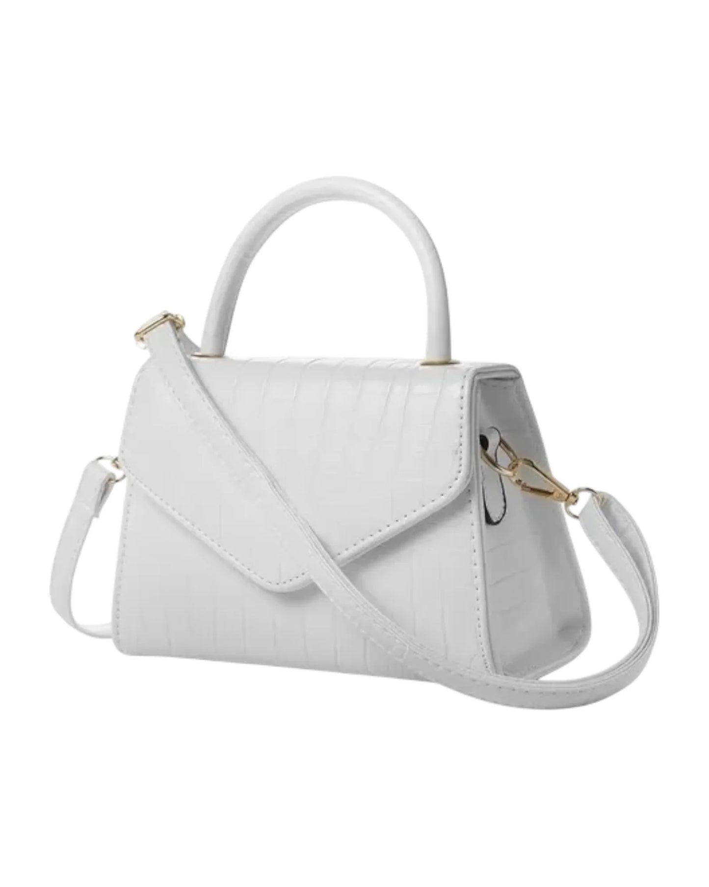 Mini Cartera Blanca Estructurada con Asa y Correa