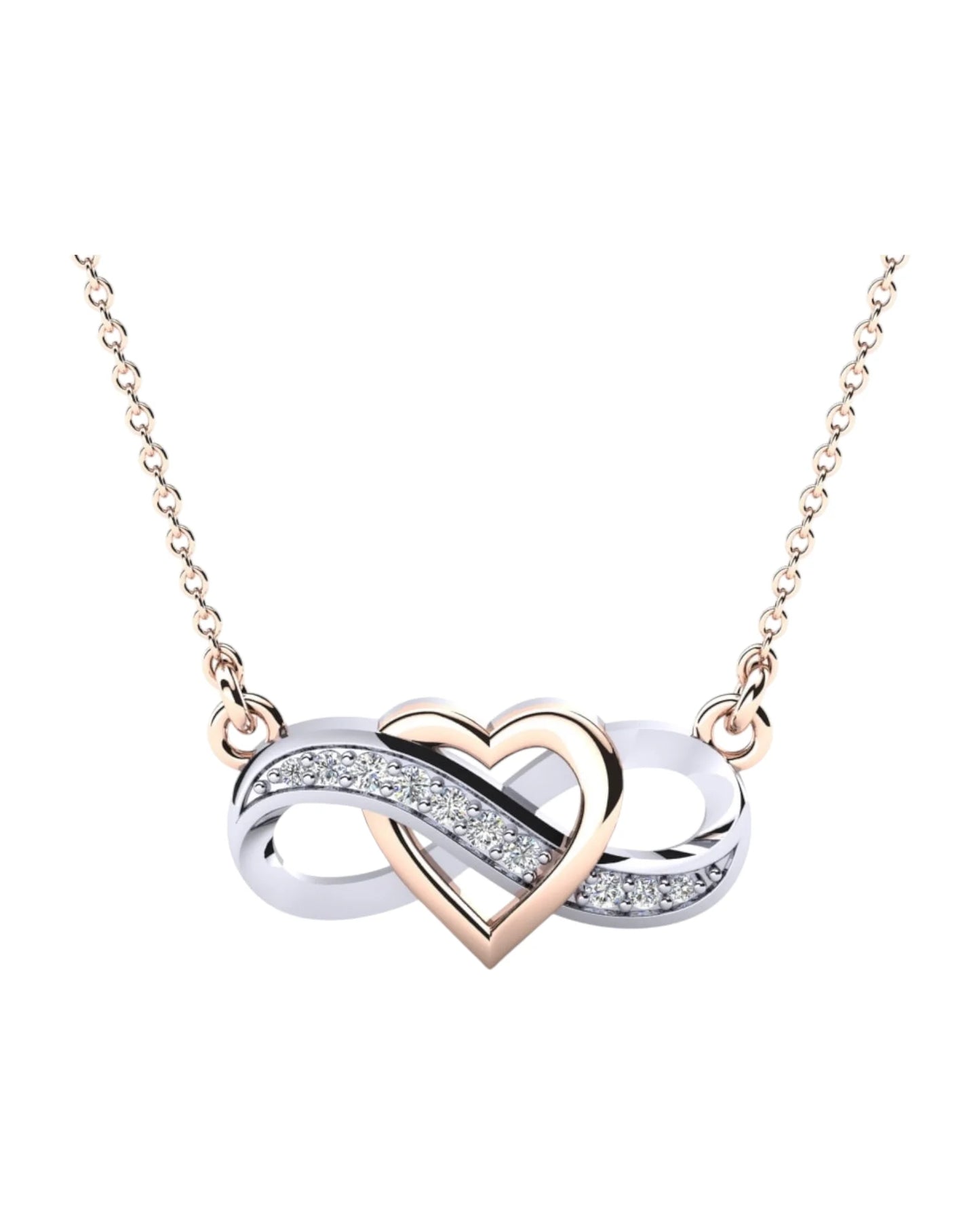 Collar Corazón Infinito Bicolor con Brillos