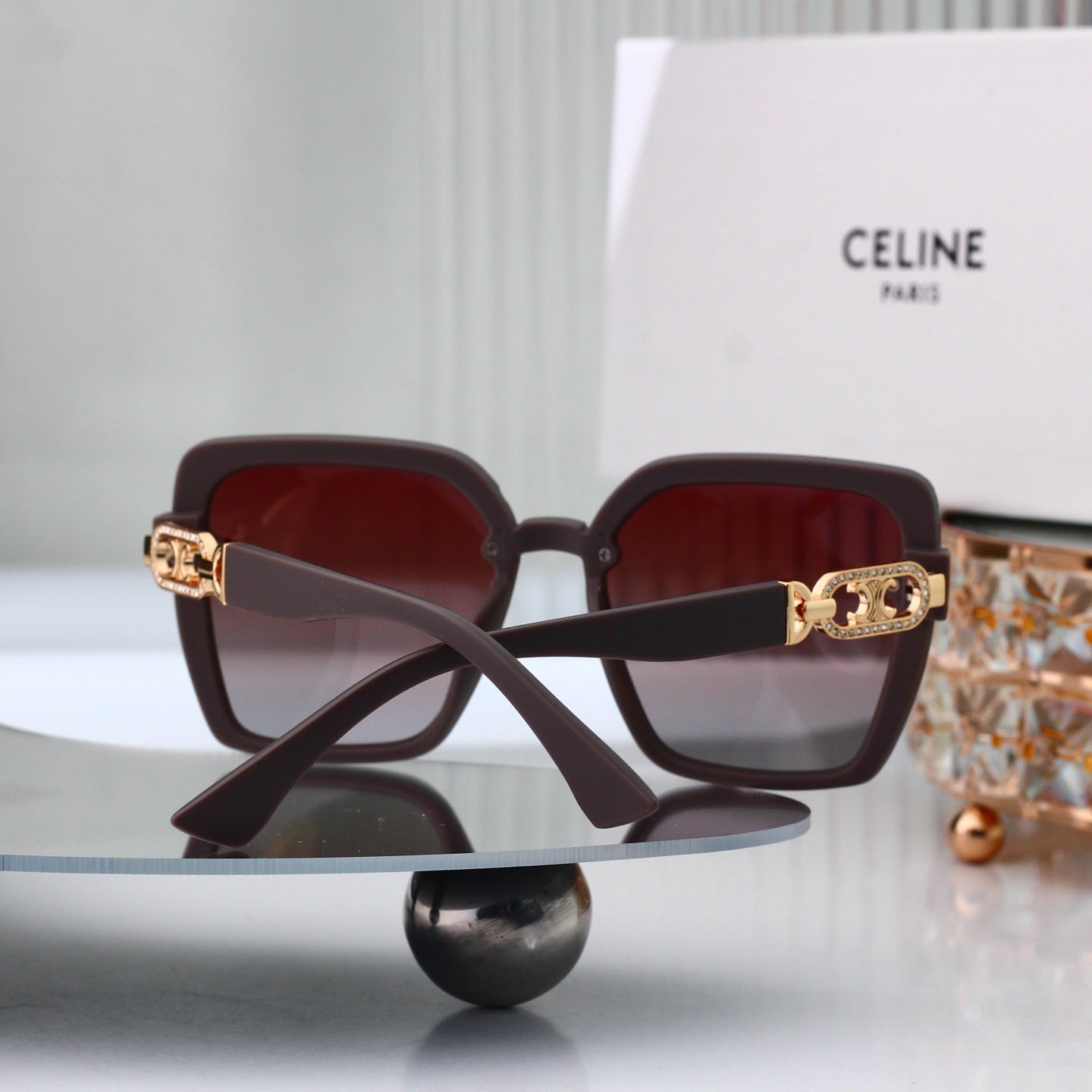 Gafas de Sol Cuadradas Oversize Céline Tríomphe Borgoña