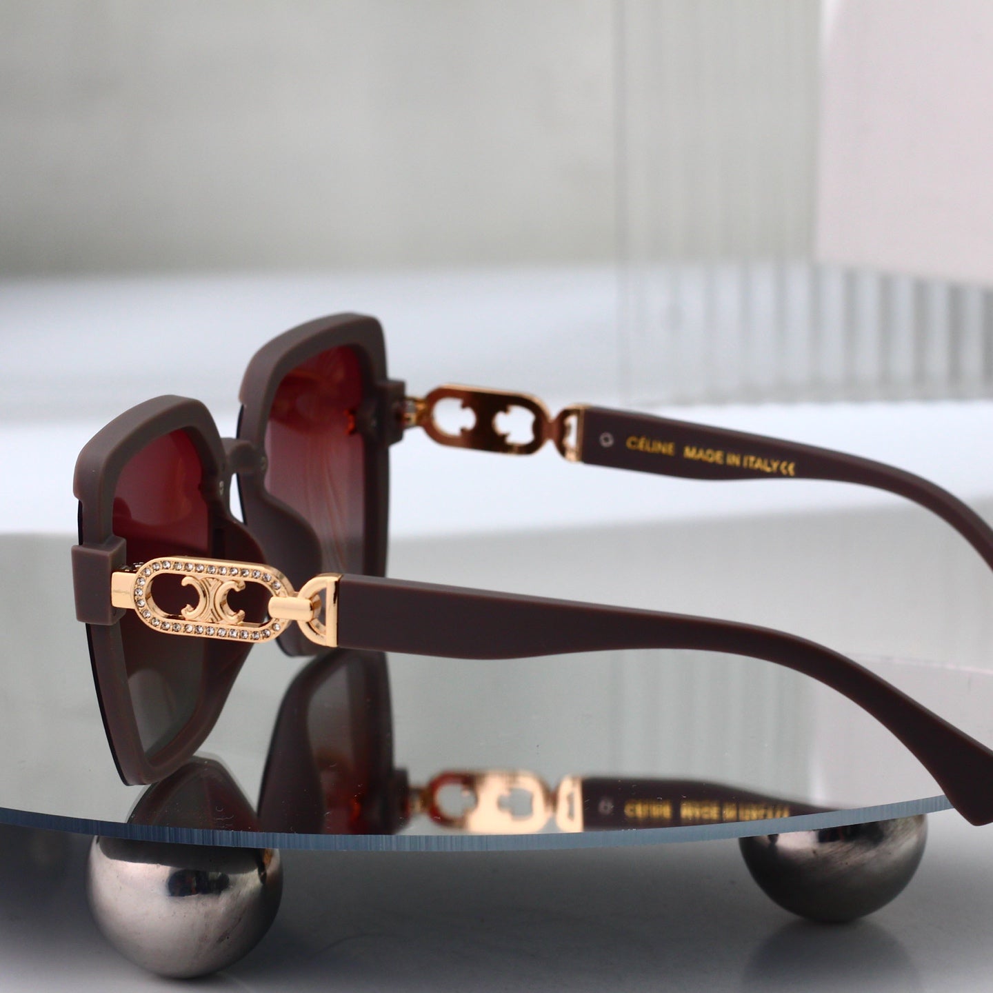 Gafas de Sol Cuadradas Oversize Céline Tríomphe Borgoña