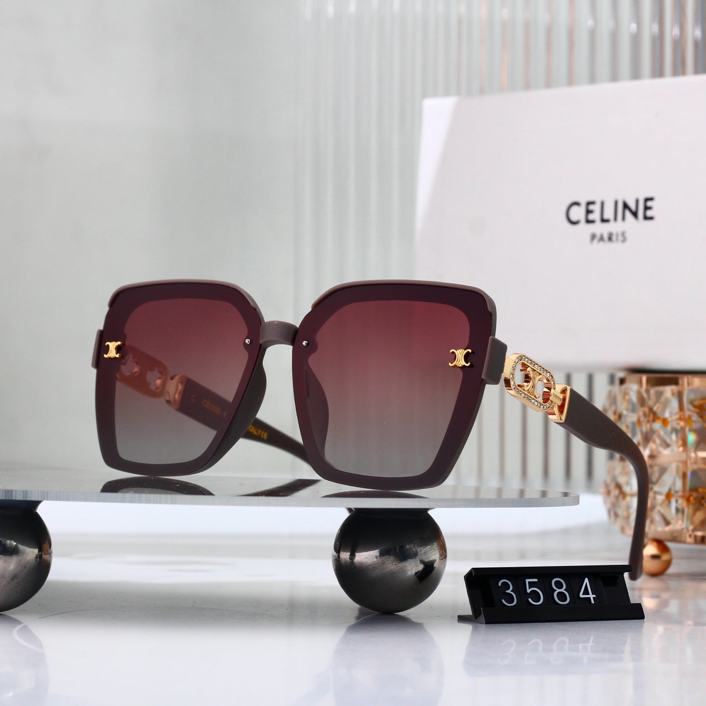 Gafas de Sol Cuadradas Oversize Céline Tríomphe Borgoña