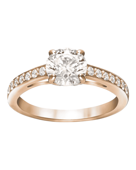 Swarovski anillo solitario transparente rosado mujer