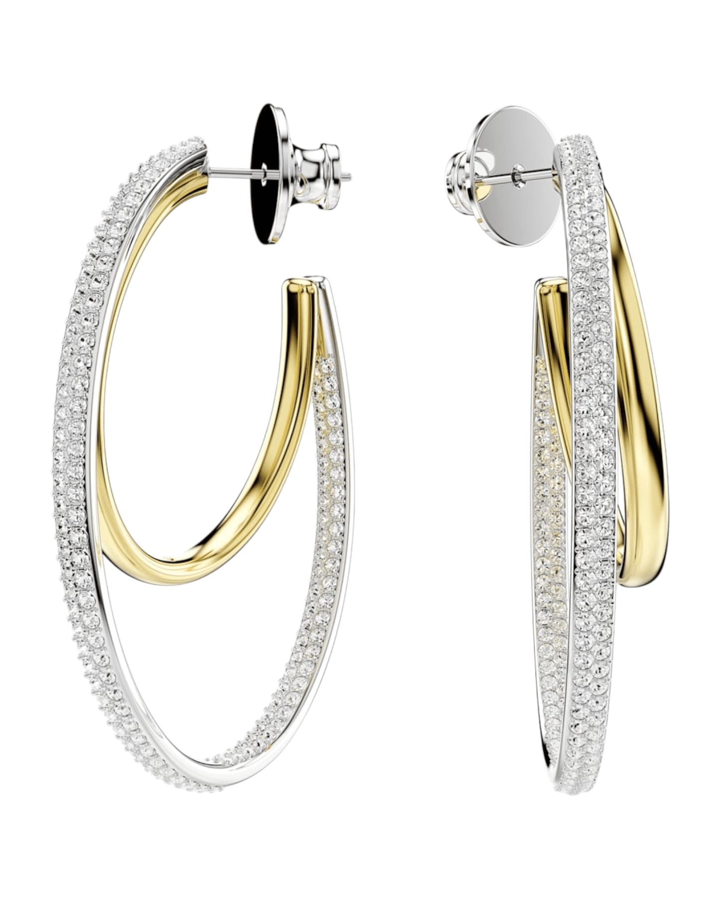 Aros Grandes Hipérbola Swarovski bicolor elegantes