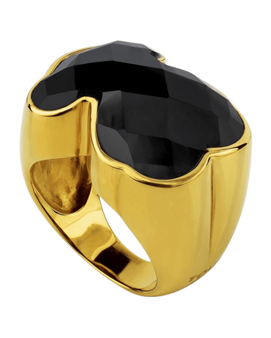 Tous anillo Sello Bold Motif negro dorado mujer