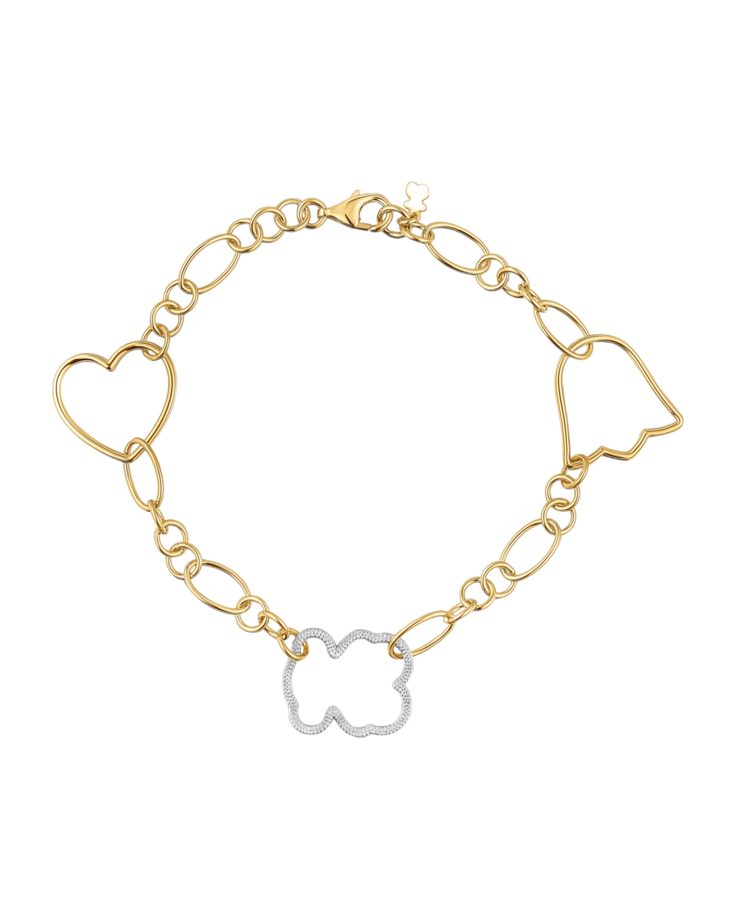 Brazalete New Silueta Tous dorado y plateado con charms