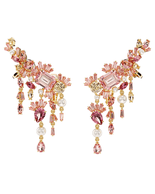 Aros Gema Swarovski color rosa brillantes