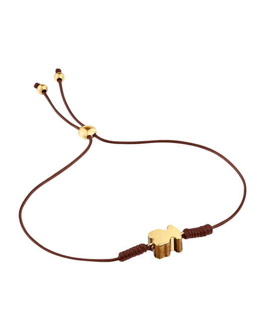 Brazalete Ojo de Tigre Tous marrón con oso dorado