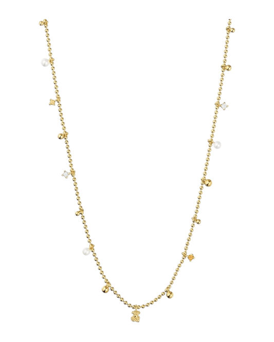 Collar Motivos Grain Tous dorado con osos y círculos