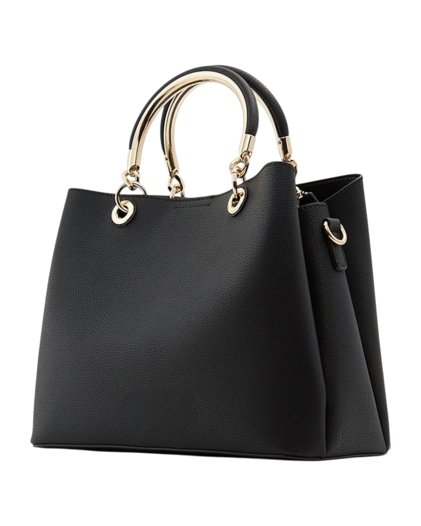 Cartera Tote Negra con Asas Metálicas Elegantes