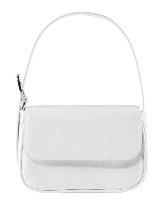 Mini Cartera Blanca Texturada con Asa Corta