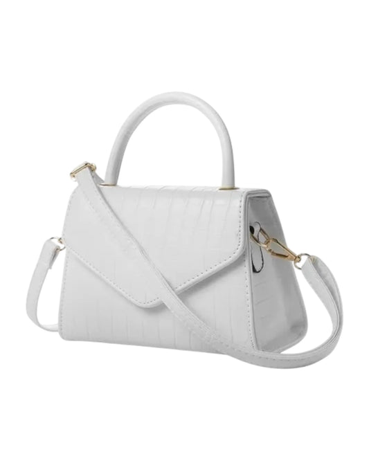 Mini Cartera Blanca Estructurada con Asa y Correa