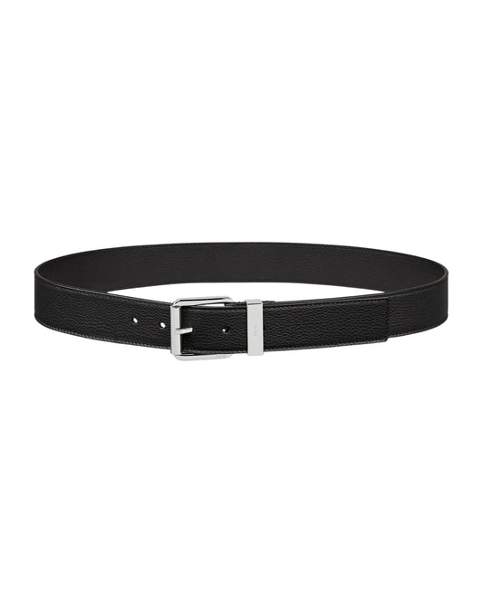 Cinturón Negro Clásico con Hebilla Rectangular Metálica