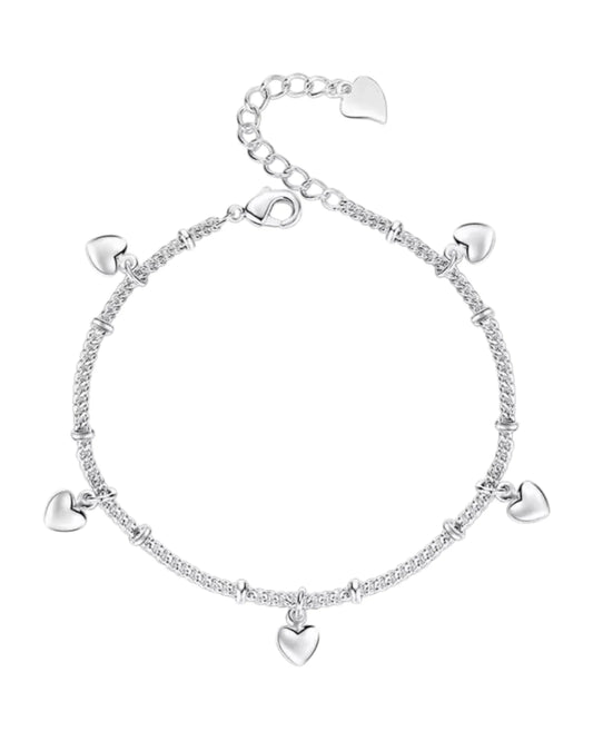 Pulsera de Corazones Colgantes Ajustable