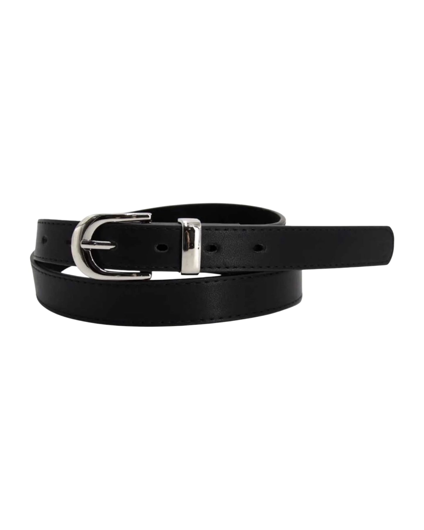 Cinturón Negro Slim con Hebilla Ovalada