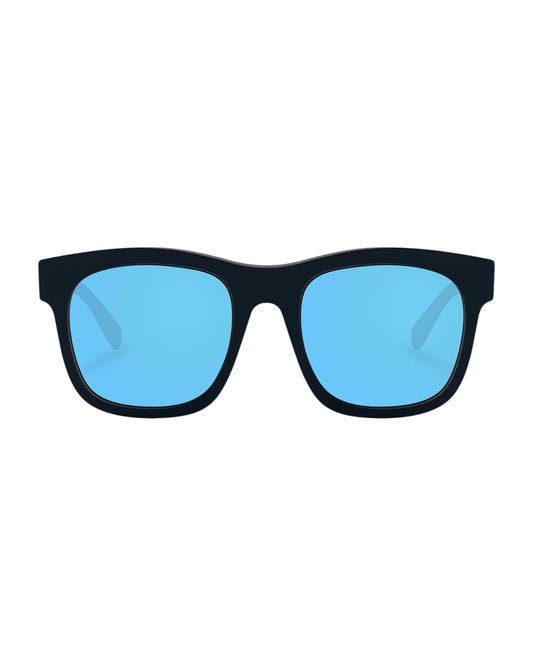 Lentes de Sol Negros con Mica Azul Espejada