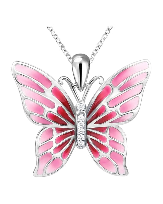 Collar Mariposa Rosa con Detalle Brillante
